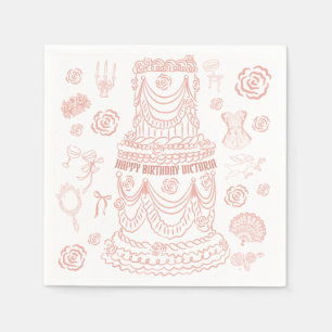 Hand Drawn Rococo Soft Renaissance Coquette Party Napkin