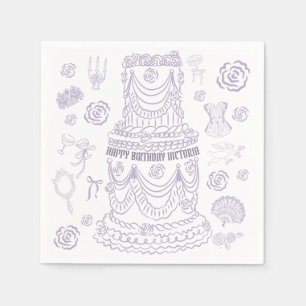 Hand Drawn Rococo Soft Renaissance Coquette Party Napkin