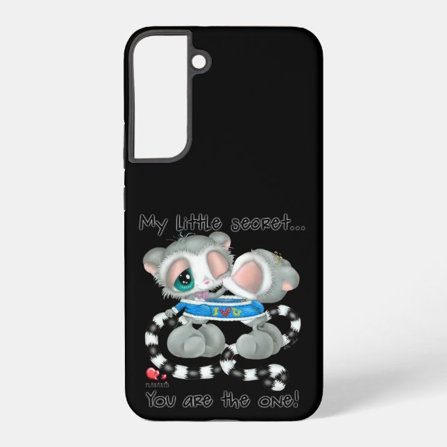 Hand-Drawn Romantic Lemur Couple in Love Samsung Galaxy S22+ Case (Back)