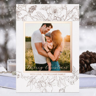 Hand Drawn Rose Gold & White Floral Christmas