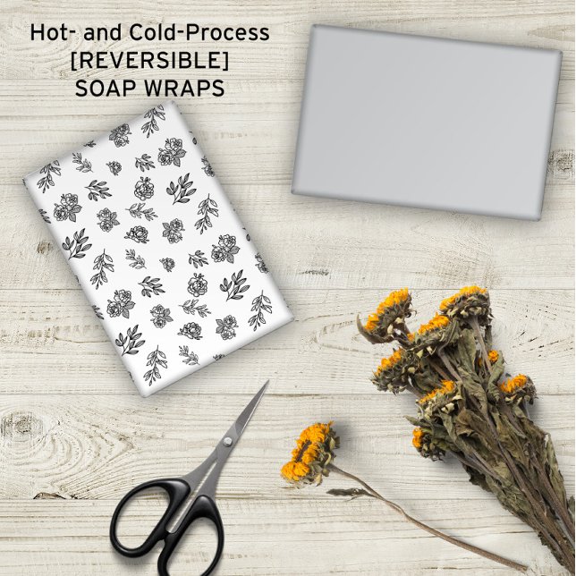 🌿🌹 Hand-Drawn Roses Black + White Soap Wraps (🌿🌹 Hand-Drawn Roses Black + White Soap Wraps -- No Minimum Order)