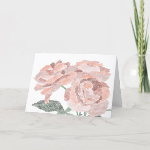 Hand Drawn Roses Blank Greeting Card