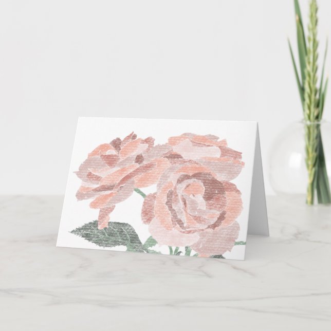 Hand Drawn Roses Blank Greeting Card (Front)