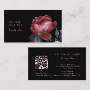 Hand Drawn Roses Flower Black Business Card