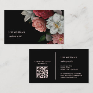 Hand Drawn Roses Flower Black Business Card