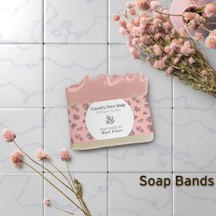 Hand-Drawn Roses Leaves Blush Soap Band Wrap Invitation Belly Band