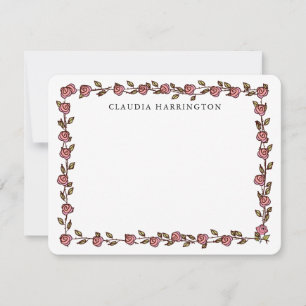 Hand-Drawn Roses Personalised Floral Botanical Card