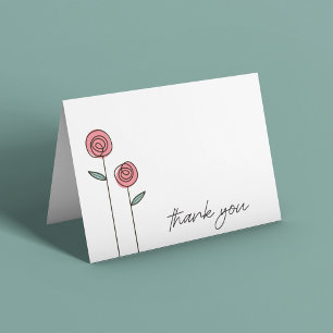 Hand Drawn Roses Thank You Card