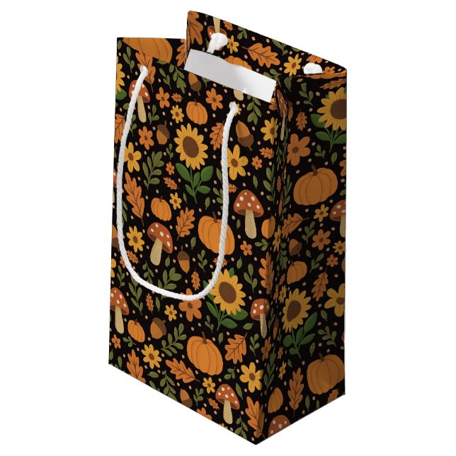 Hand Drawn Rustic Fall Pattern Gift Bag (Back Angled)