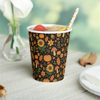 Hand Drawn Rustic Fall Pattern Paper Plates Paper Cups