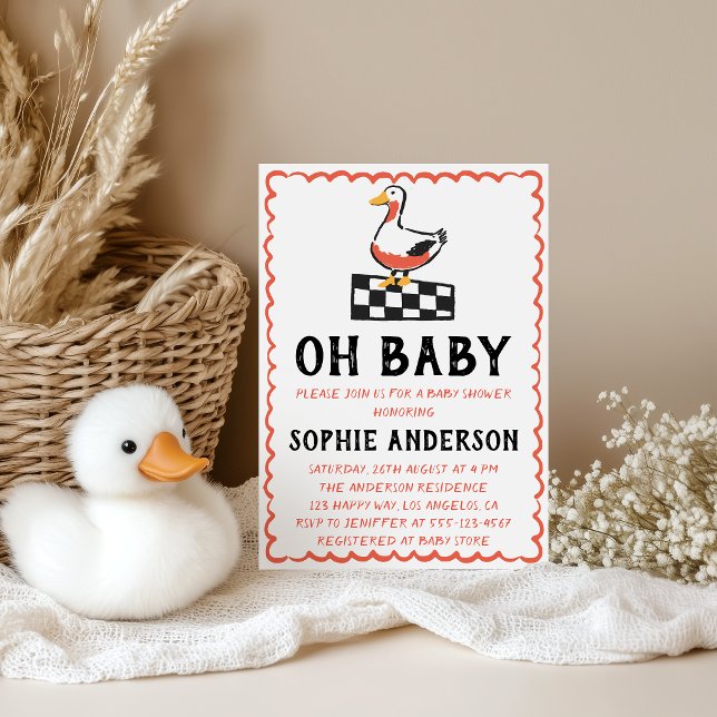 Hand Drawn Rustic Goose Oh Baby Shower Invitation (Creator Uploaded)