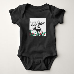 Hand-drawn Rustic Moose Baby Bodysuit