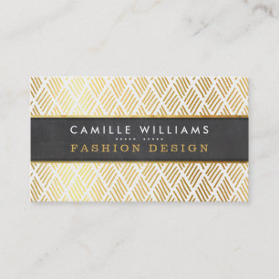 HAND DRAWN rustic pattern stylish gold foil panel Business Card
