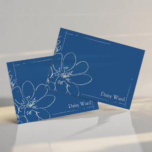 Hand-Drawn Rustic Wildflower Personalised Blue Note Card