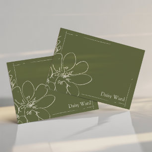 Hand-Drawn Rustic Wildflower Personalised Green Note Card