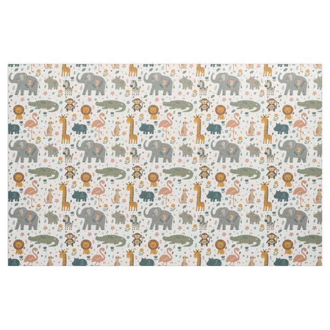 Hand Drawn Safari Animal Print - Fabric (Fat Quarter)