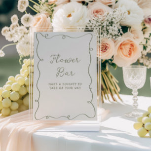 Hand Drawn Sage Green Frame Flower Bar Poster