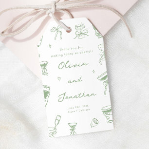 Hand Drawn Sage Green Wedding  Gift Tags
