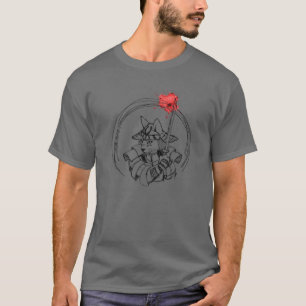 Hand Drawn Samurai Cat With Blood Splatters T-Shirt