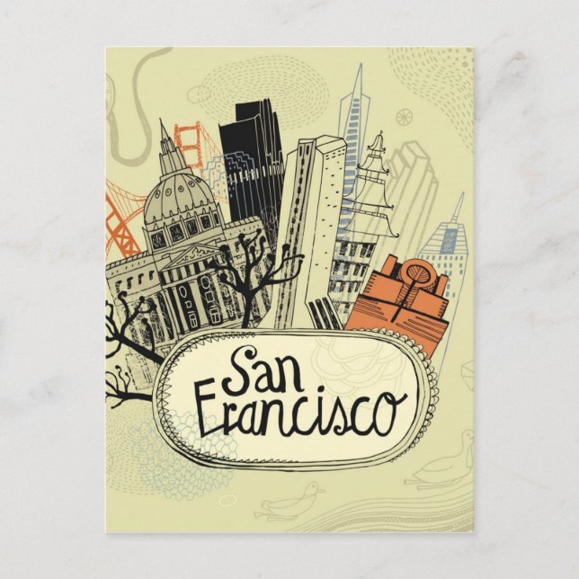 Hand Drawn San Francisco Postcard (Front)