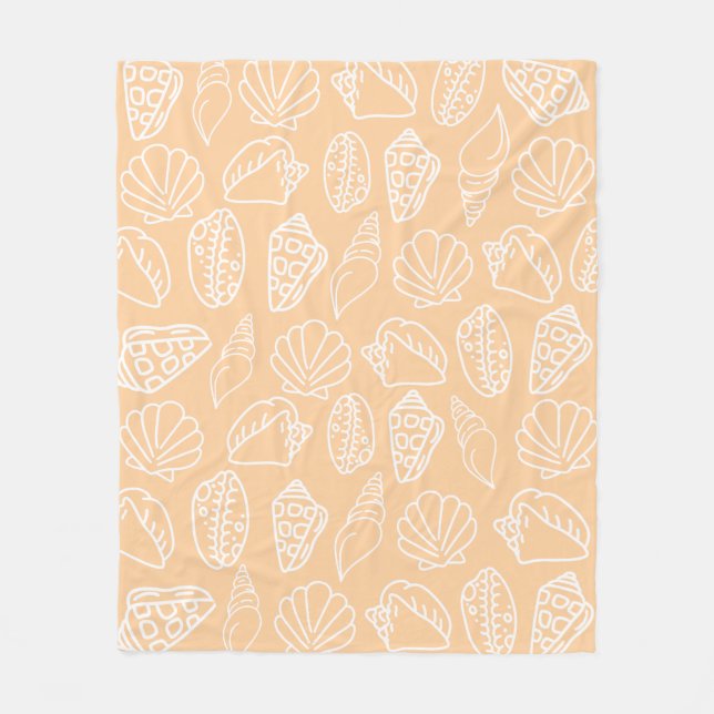 Hand-drawn Sandy Shells Fleece Blanket (Front)