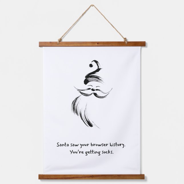 Hand-Drawn Santa Claus Quote Hanging Tapestry (Front)