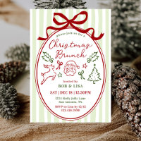 Hand Drawn Santa Coquette Bow Christmas Brunch