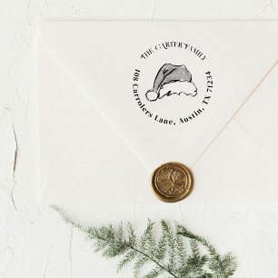 Hand Drawn Santa Hat Illustration Return Address Self-inking Stamp