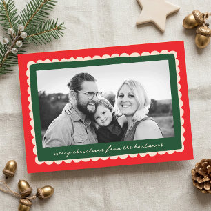 Hand Drawn Scallop Horizontal Christmas Photo Holiday Card