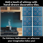 Hand Drawn Scandi Floral Pattern Tile<br><div class="desc">Hand Drawn Scandi Floral Pattern Ceramic Tile in Blue, Orange, and Black. An original design from the Loud and Sassy store. Add a touch of elegance, whimsy and style to your home. A unique and original decorative pattern created for lovers of dreamy, whimsical flights of fancy. The ideal gift for...</div>