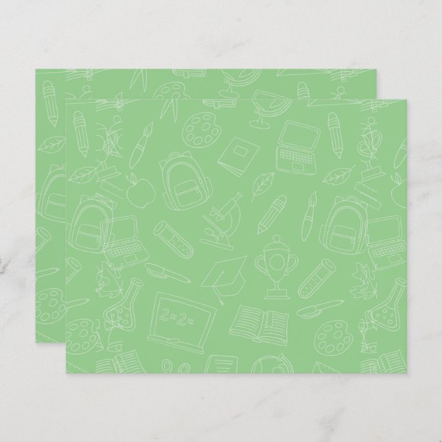 Hand Drawn School Supplies Pattern (Front/Back)