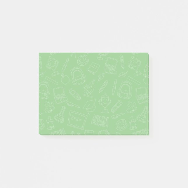 Hand Drawn School Supplies Pattern Post-it Notes (Front)