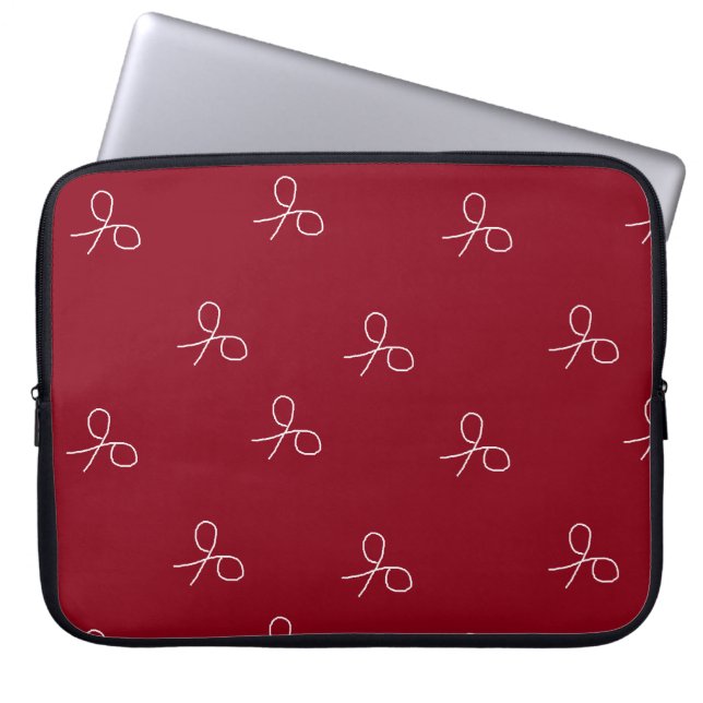 Hand drawn scissors on maroon red laptop sleeve (Front)