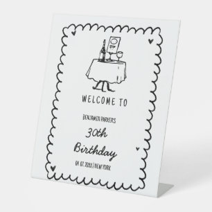 Hand Drawn Scribble  30th birthday Welcome Sign 