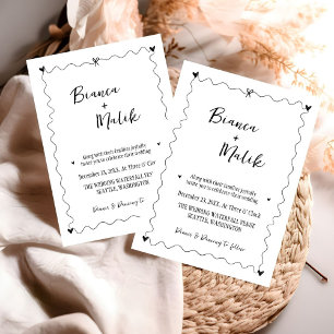 Hand drawn Scribble  Black illustration Wedding Invitation