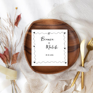 Hand drawn Scribble Black illustration Wedding Napkin