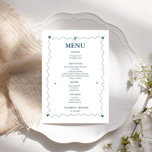 Hand drawn Scribble Blue illustration Wedding  Menu