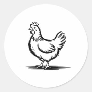 Hand-drawn Scribble Chicken Minimalist Sketch Aest Classic Round Sticker