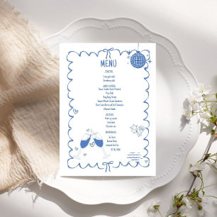 Hand drawn Scribble coastal illustration Wedding  Menu