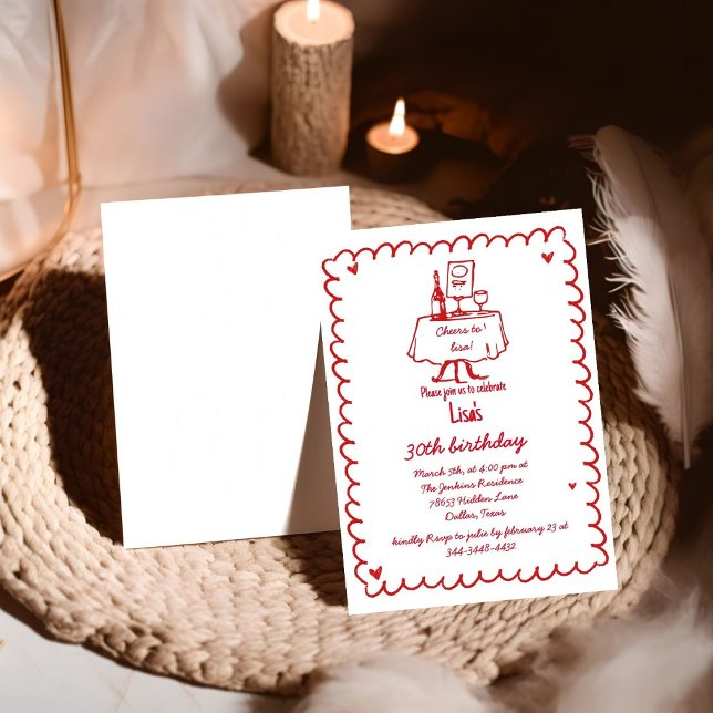 Hand Drawn Scribble Cocktail 30th, 40th Birthday  Invitation (Creator Uploaded)