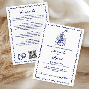 Hand Drawn Scribble Doodles All-In-One Wedding Invitation