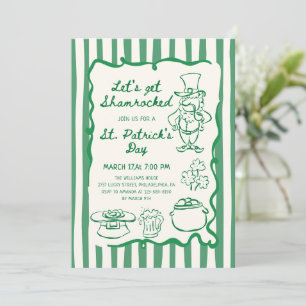 Hand Drawn Scribble Doodles Green St Patrick's Day Invitation
