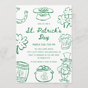 Hand Drawn Scribble Doodles St Patrick's Day Invit Invitation