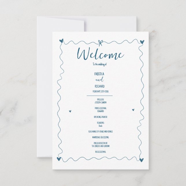 Hand drawn Scribble illustrations  Wedding Program (Front)