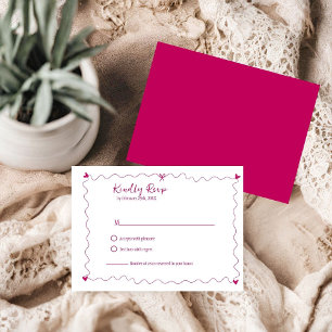 Hand drawn Scribble illustrations Wedding RSVP Card