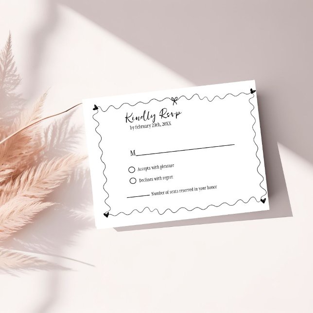 Hand drawn Scribble illustrations Wedding RSVP Card (Creator Uploaded)