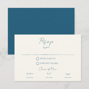 Hand drawn Scribble Line Colourful Blue Wedding RSVP Card