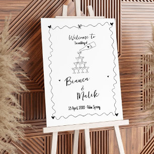 Hand Drawn Scribble Line Illustrations Wedding  Poster
