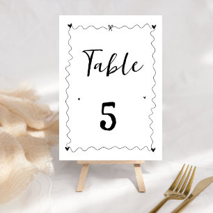Hand Drawn  Scribble Line Illustrations Wedding Table Number