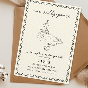 Hand Drawn Scribble One Silly Goose Birthday Invitation